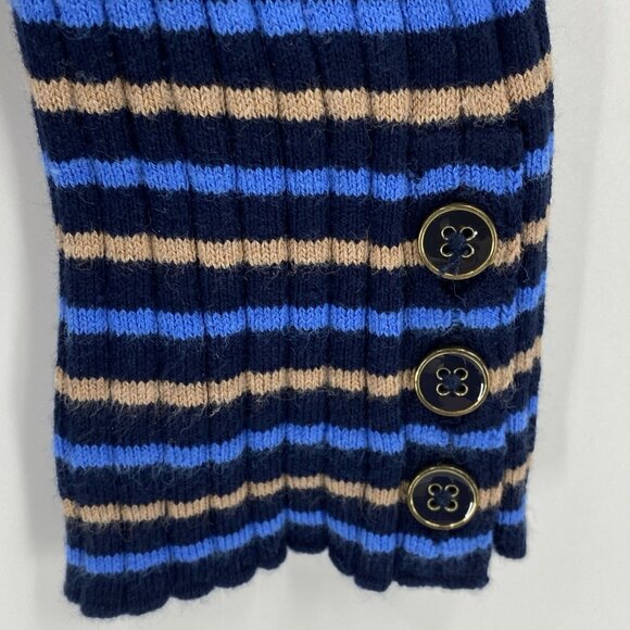 J McLaughlin Annette Striped Ribbed Sweater Blue Brown Cotton Blend Womens L - Picture 4 of 5
